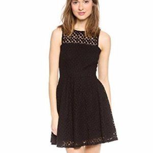 Ella Moss black mini embroidered lace dress M